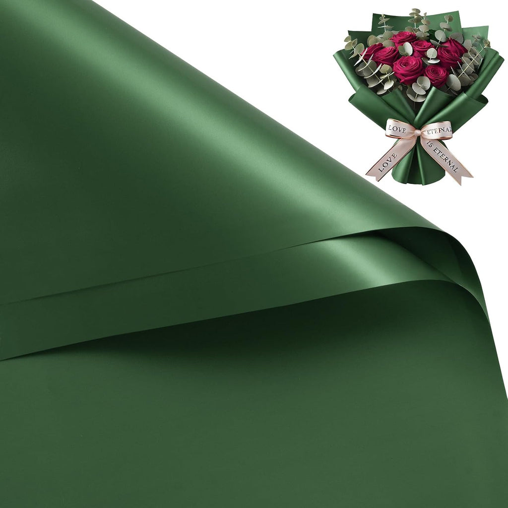 WRAPAHOLIC 20 Sheets Green Flower Wrapping Paper - 22.4 x 22.4 inch Turquoise Green Water-Resistant Floral Bouquet Wrapping Paper, Florist Supplies Packaging for Christmas Birthday Gift DIY