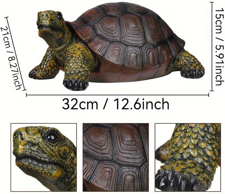 Weather-Resistant Resin Turtle Statue Decoration, Exquisite Handicraft, Artistic Simulation Animal Sculpture, Suitable