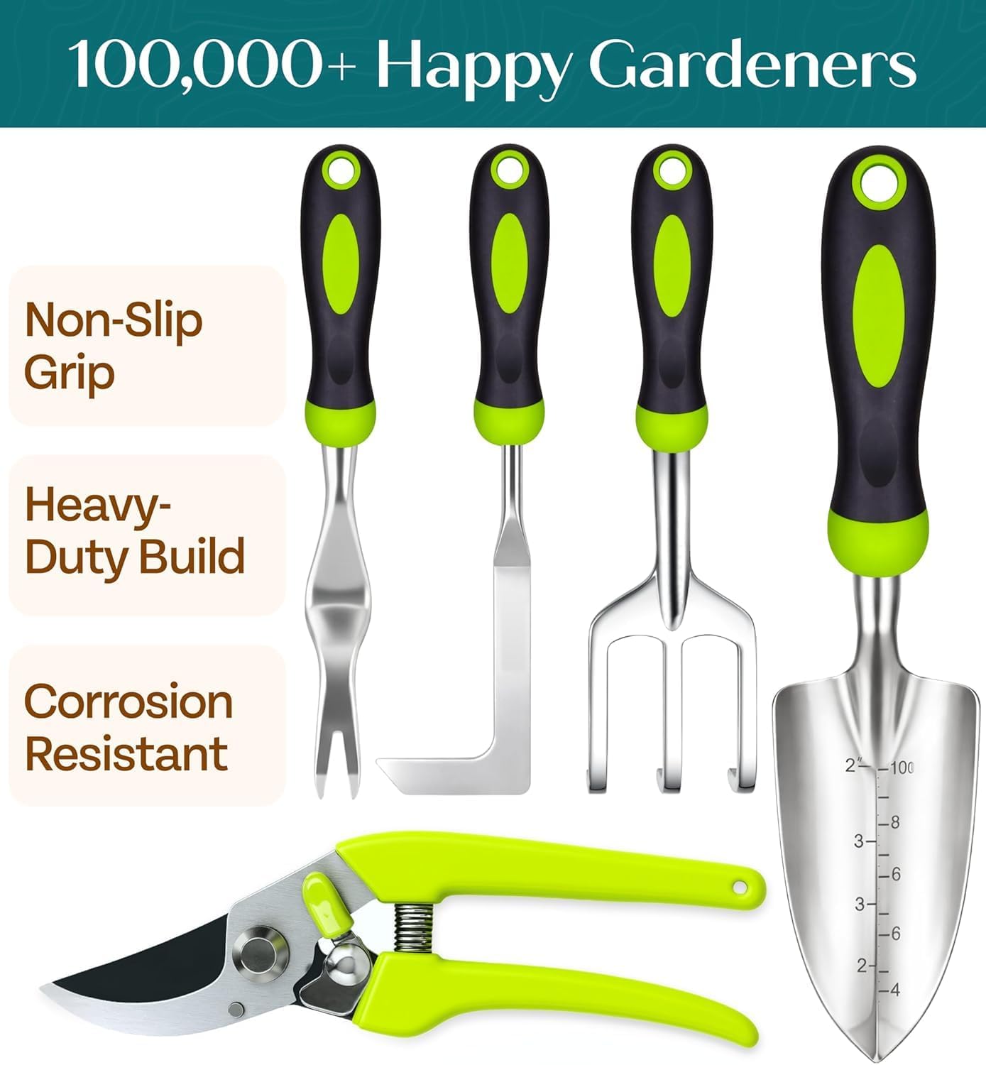 Heavy Duty Gardening Tools - Gardening Gifts for Women, Men, Mom, Dad - Durable, Ergonomic Garden Tools Set (Floral)