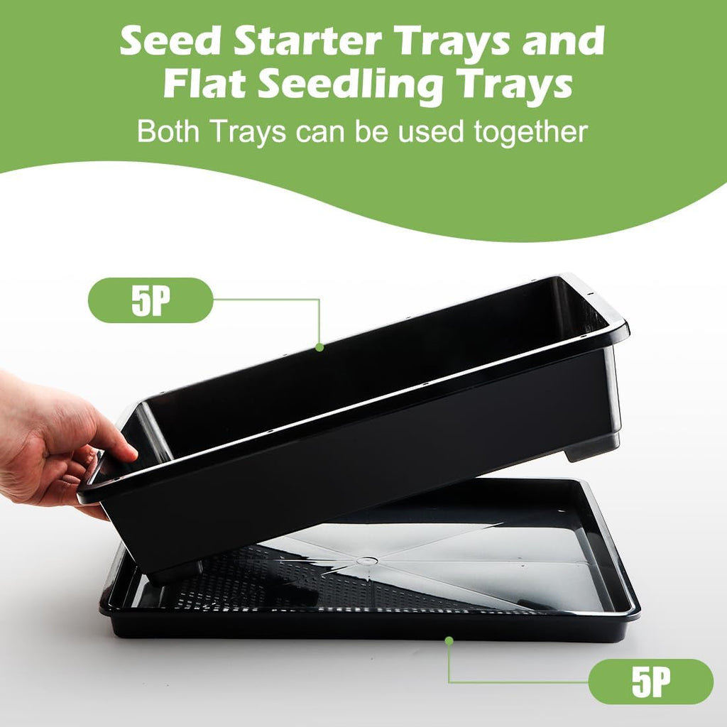 RooTrimmer 5 Pack Soil Blocking Trays(14"x12"x3"), Plastic Flat Plant Tray for Holding or Collecting Drainage Water