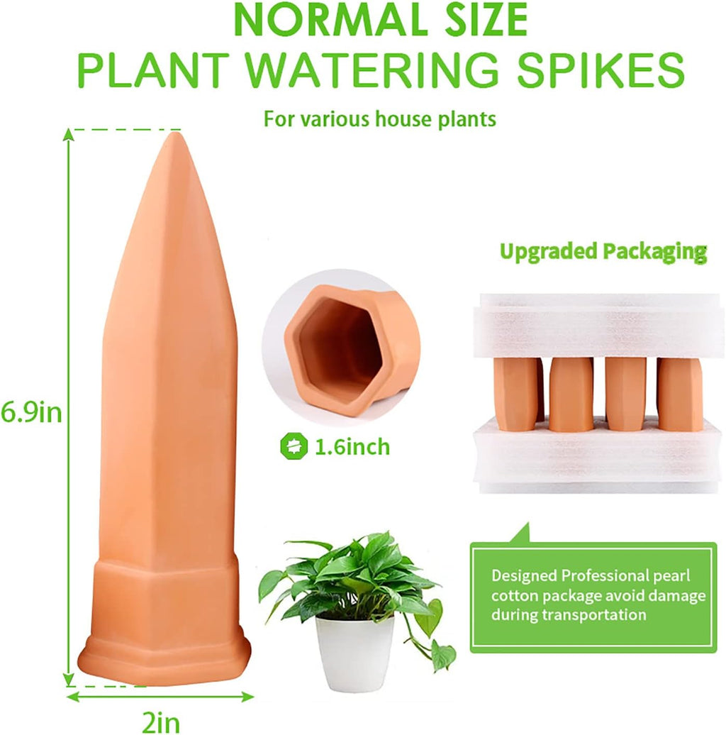 Terracotta Watering Spikes, Set of 8 Pack Plant Watering Devices, Self Terra Cotta Watering Spikes Stakes for Indoor