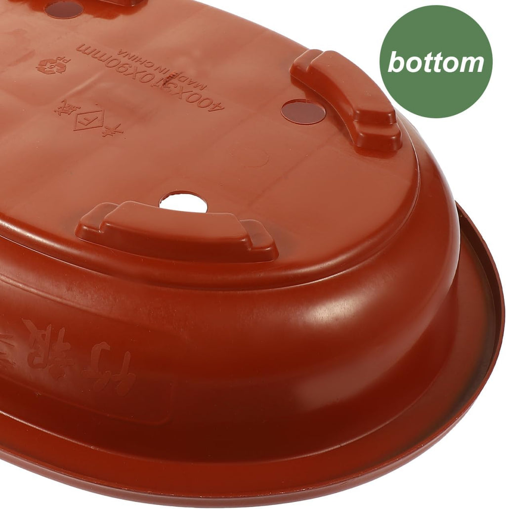 DOITOOL Bonsai Training Pots with Drainage Tray, 17 Inch Oval Bonsai Planter Pot Plastic Plants Growing Tree s Flower