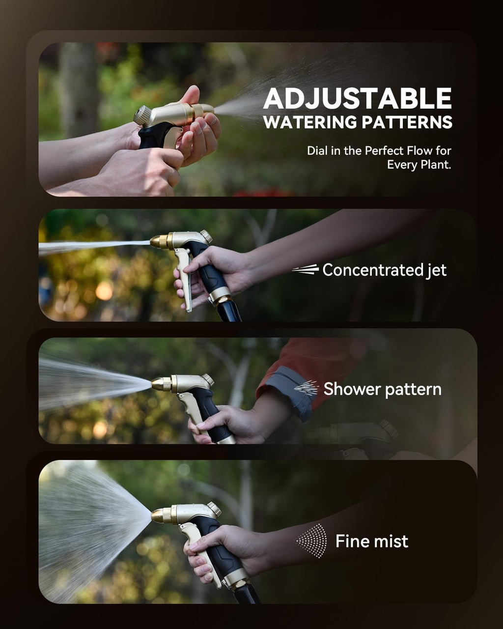 RAINPOINT Garden Hose Nozzle, 100% Heavy Duty Metal Hose Sprayer, High Pressure Water Hose Nozzle with Adjustable Spray