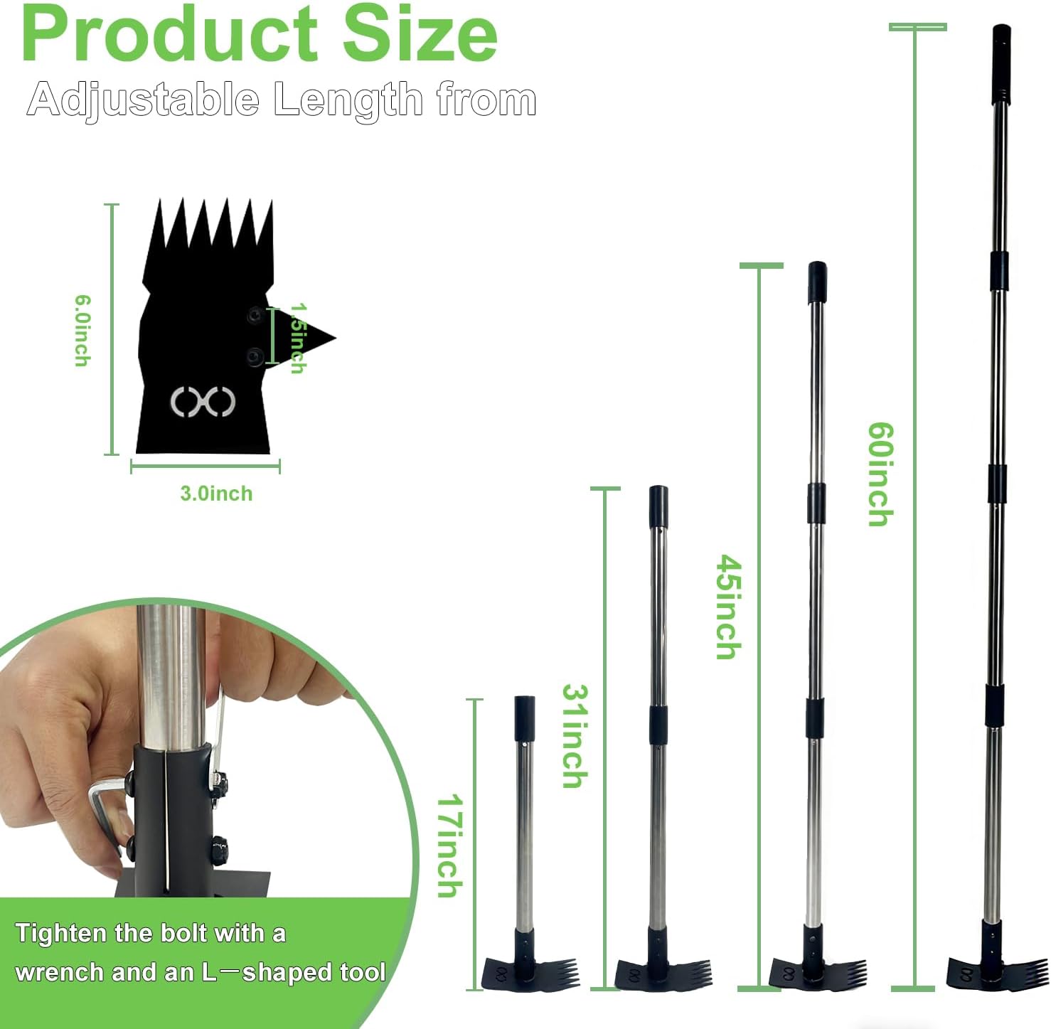 Weed Puller Tool with Long Handle 3 in 1 Manual Garden Hoe Heavy Duty Weeder Remover Tool for Yard, Lawn, Patio and