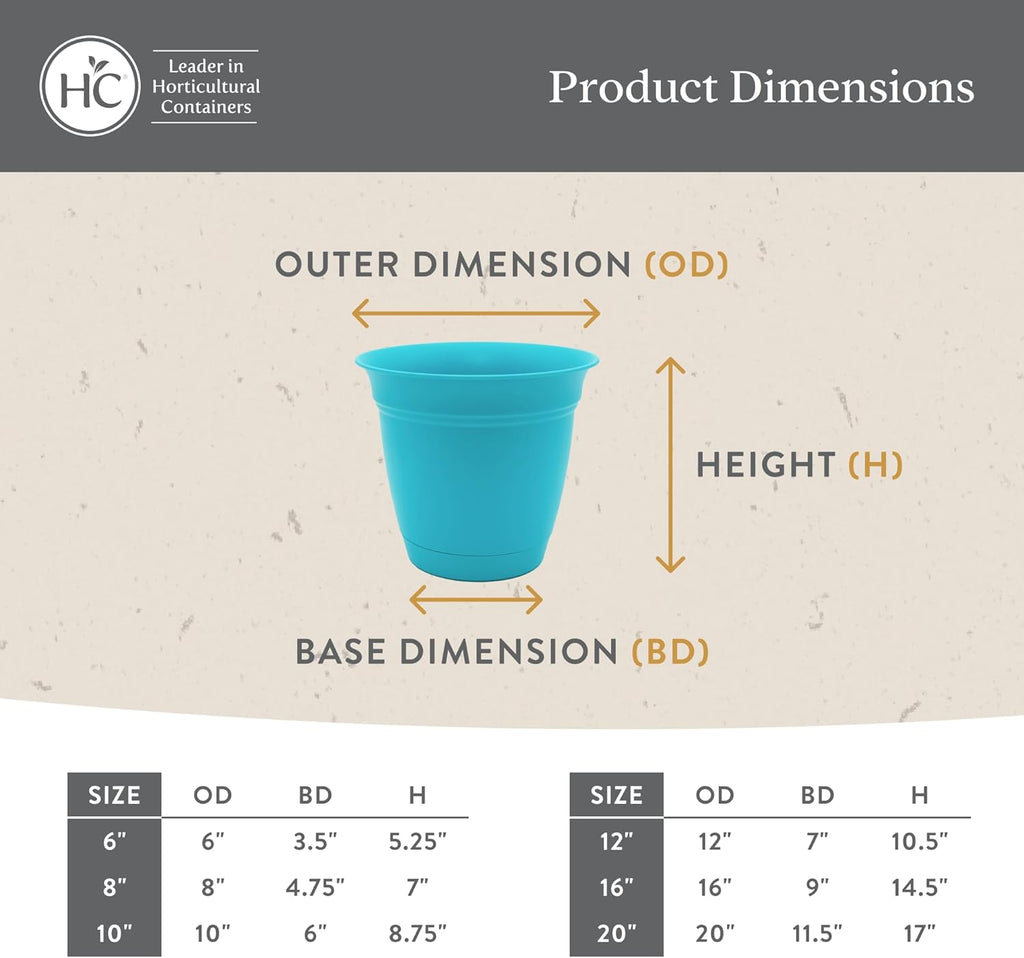 The HC Companies Eclipse Round Planter with Saucer - Outdoor & Indoor Plant Pot with Drainage Holes - Lightweight
