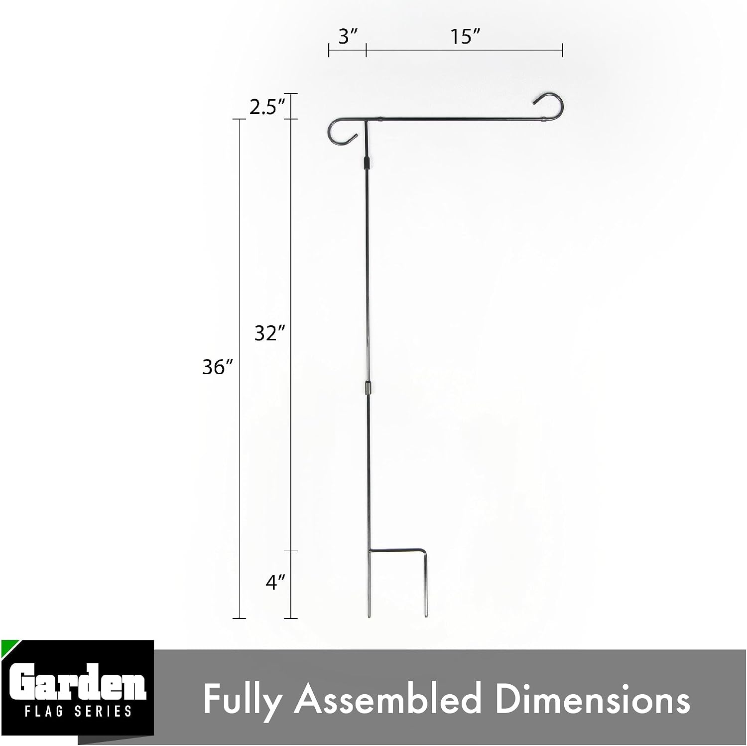 G128 2 Pack: Yard Garden Flags Holder, Garden Flag Stand Outdoor Flag Holder, Black Iron 36" H x 16" W