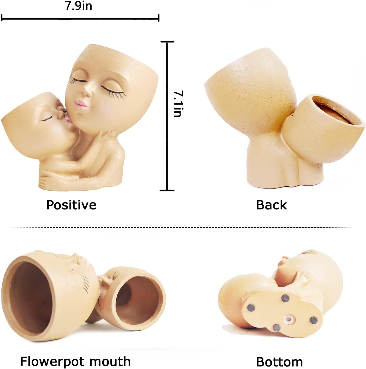 Head Planter Mother and Child Cute Face Planter Pots Head Resin Flower Pots for Indoor Plants with Drainage