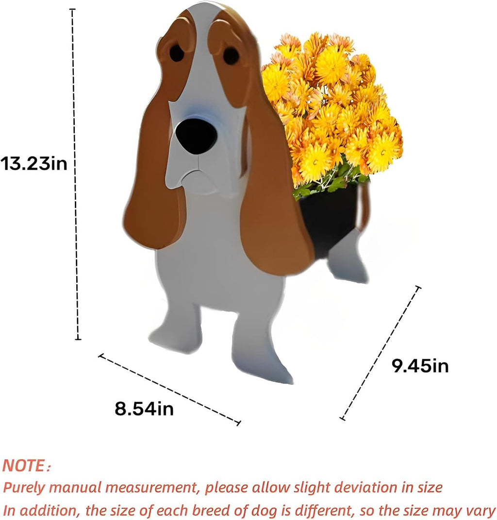 Basset Hound Dog Planter Pots, Animal Shaped Flower Pot | Cute Plant Gift for Women and Pet Lovers, Indoor Outdoor