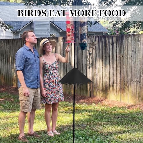 Qualirey 2 Pack Squirrel Baffles for Bird Feeder Poles 19 Inch Extra-Thick Polycarbonate Bird House Guard with Steel Spring Motion for Better Defense, Outdoor Pole Mount Squirrel(Black)