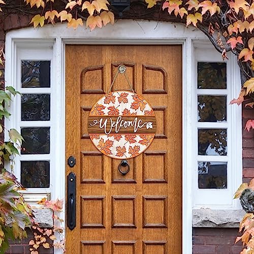 Deroro Welcome Fall Maple Leaves Sign for Front Door Decor, Autumn Leaf