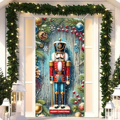 BlissYard Door Cover Christmas Nutcracker Soldier 35x71 Inch Polyester