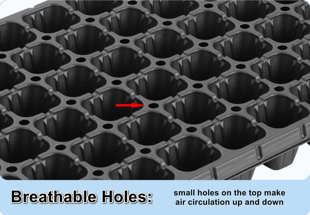 RooTrimmer 10 Pack 200 Cell Seed Starter Trays- Thick Durable Plastic Nursery Flats with Drainage Holes for Seedlings