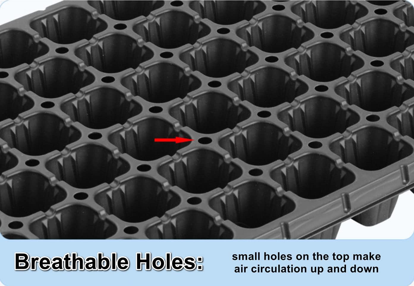 RooTrimmer 10 Pack 200 Cell Seed Starter Trays- Thick Durable Plastic Nursery Flats with Drainage Holes for Seedlings