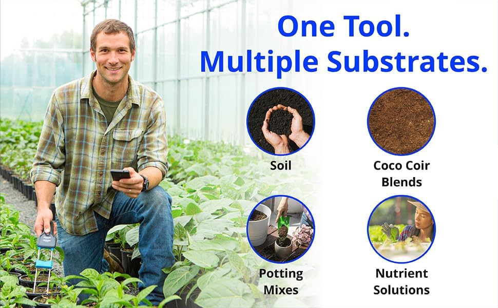 Bluelab Pulse Meter - Handheld Digital Soil Meter Measures Nutrients (TDS), Moisture & Temperature directly from the