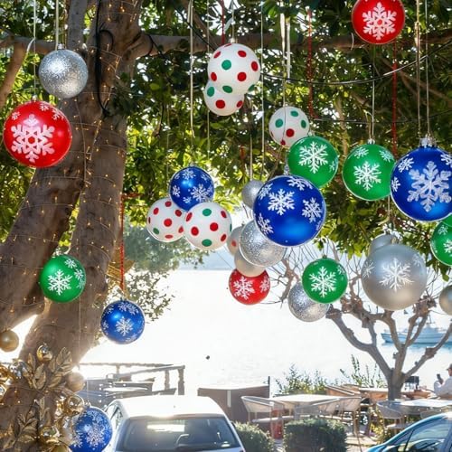 9'' Inflatable Christmas Ornaments Balls, Holiday Party Decorations