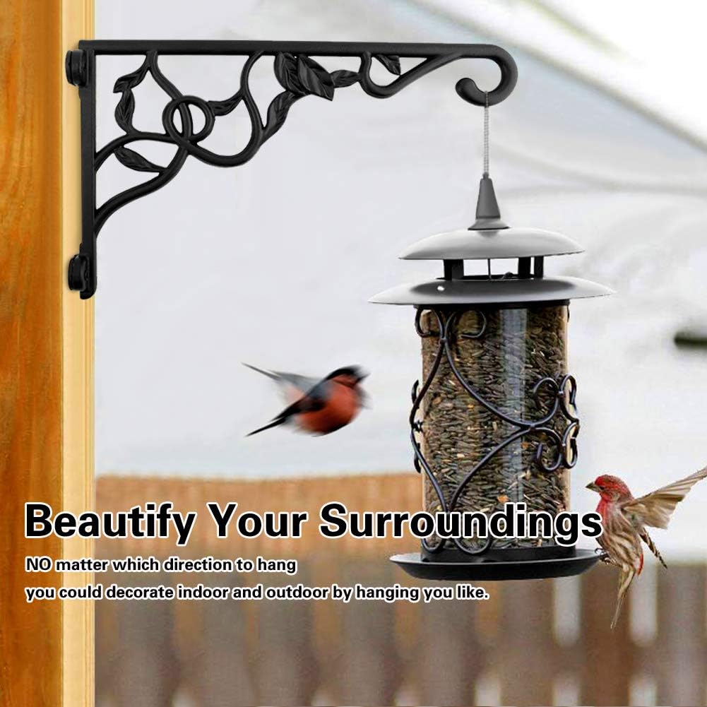 KABB Heavy Duty Hanging Plant Brackets, 2pcs 13" Hand Forged Iron Wall Mount Bracket Durable Rust-Resistant Plant