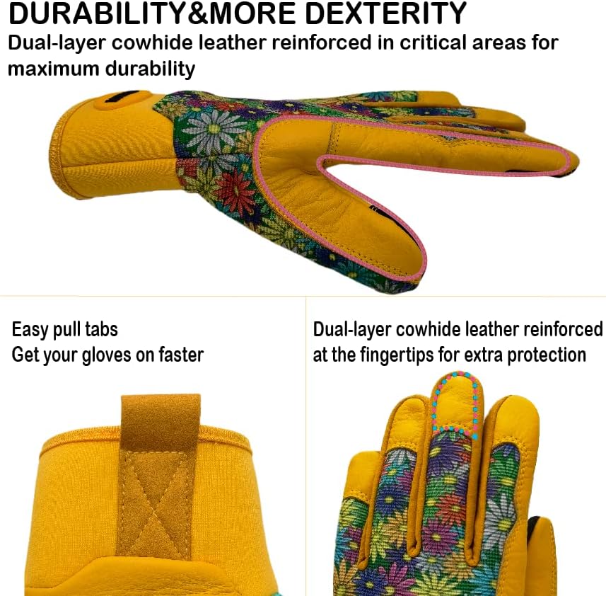 Cute Pattern Gardening Gloves,Thornproof Garden Glove,Gardener Gift | Gardening Gifts for Women,Touchscreen,Tender