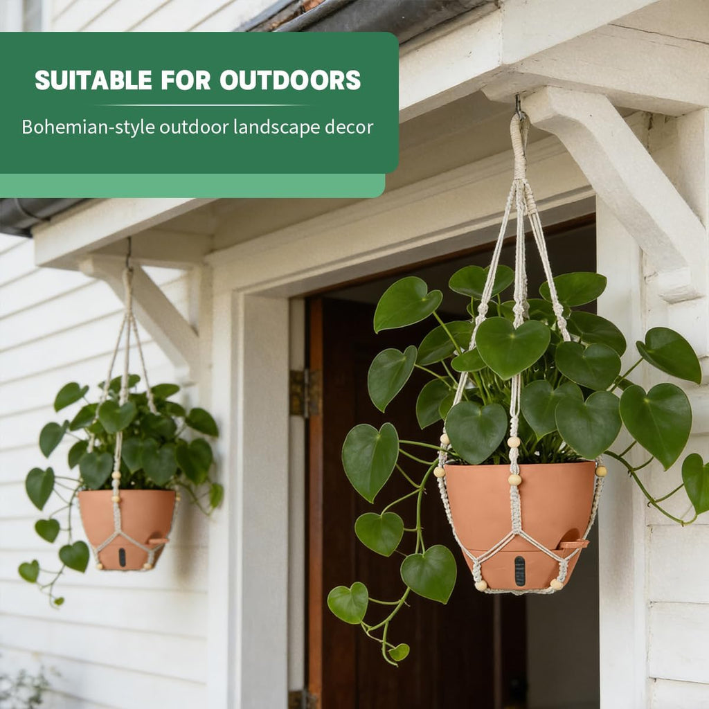 Self-Watering Hanging Planters for Indoor Plants Set 2-Piece Includes Plant Hanging Pot, Drainage-Hole Hanging Pot, and