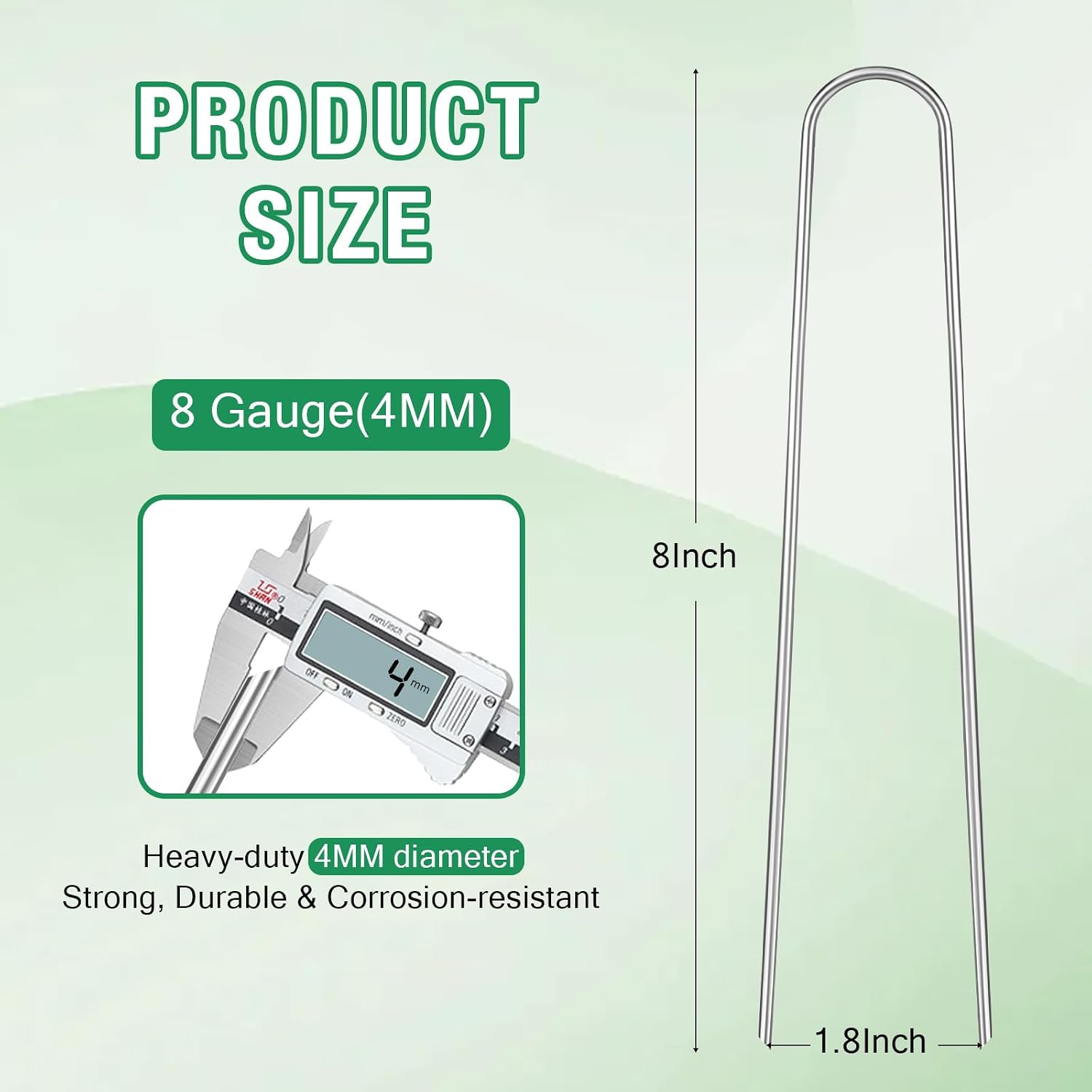 8 Gauge Landscape Staples, FUIJOL 8 Inch Heavy Duty U-Shaped Landscape Stakes, 50 Pack Galvanized Garden Staples for