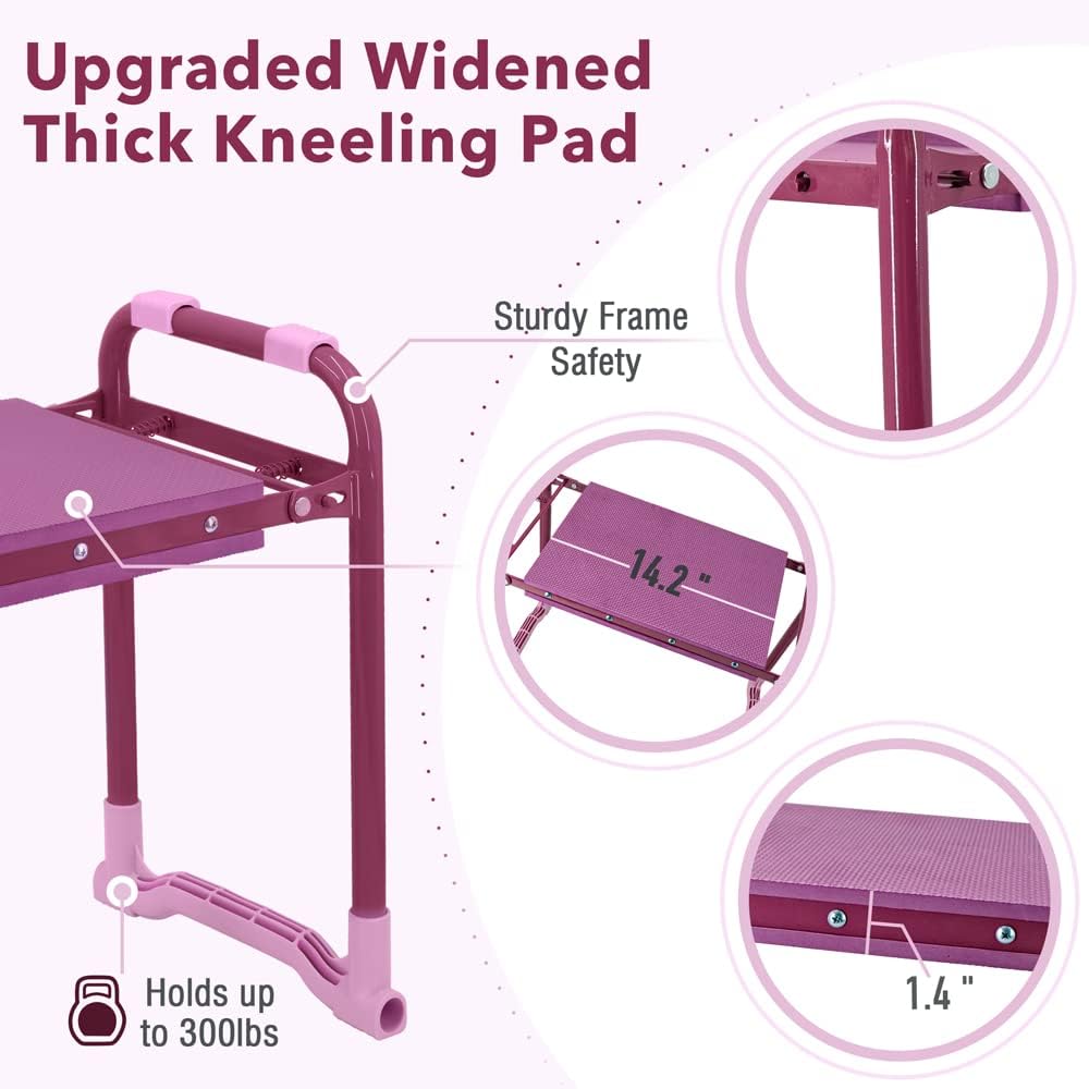 Garden Kneeler Upgraded, Gardening Kneelers Stool with Rugged & Sturdy Steel Frame, Garden Seat and Kneeler Bench with