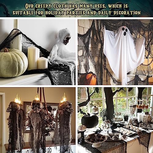 Legigo 16 Pack Halloween Creepy Cloths, Black Fabric Yard Decorations