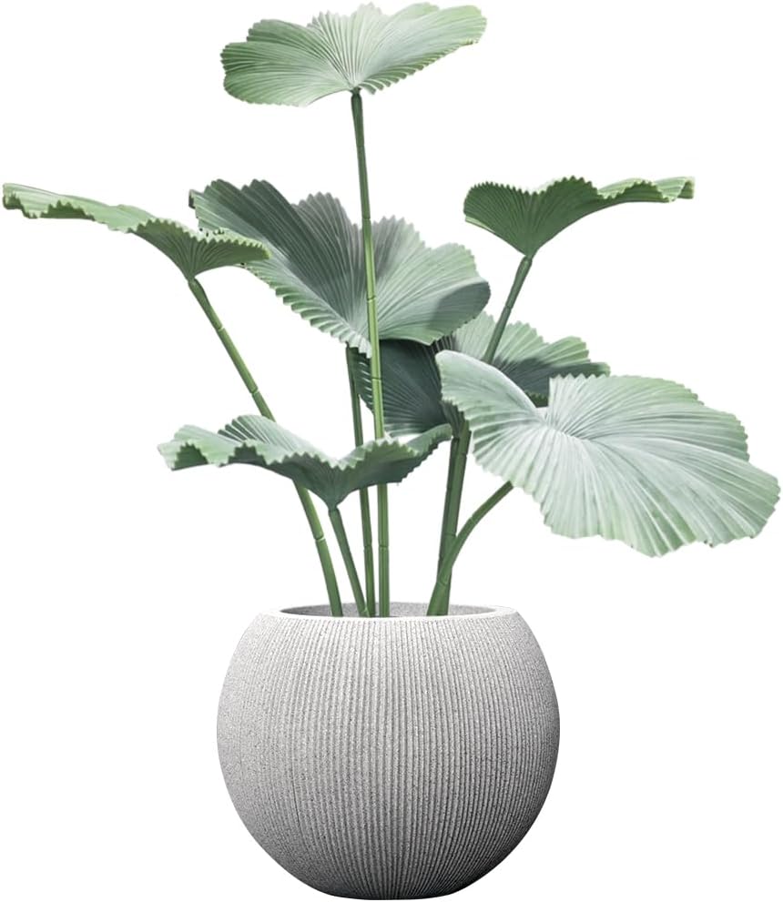 11.8" H x 14.5" Dia Large Round Plastic Planter Pot with Drainage & Plug | Indoor/Outdoor Use, UV/Weatherproof
