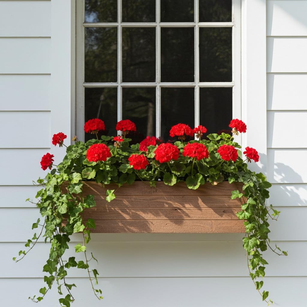 Handmade Rustic Cedar Herb Window Planter Box – Wooden Window & Railing Planter for Indoor or Outdoor Use, Made in USA