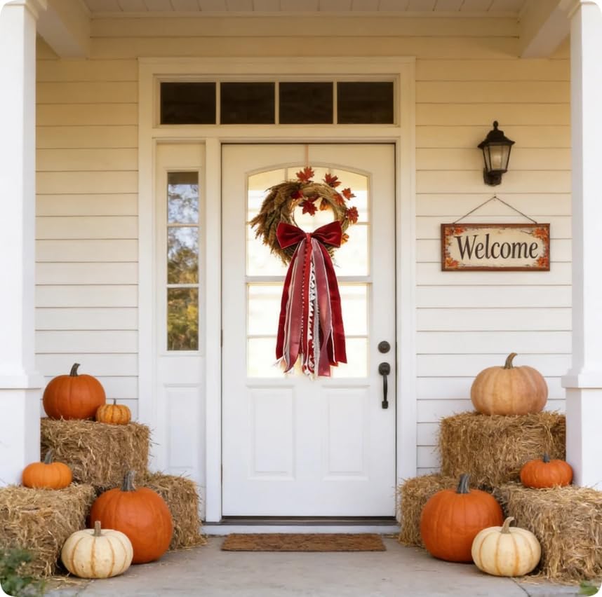 Christmas Decorations, Red Velvet Bows for Front Door Wreath Decor