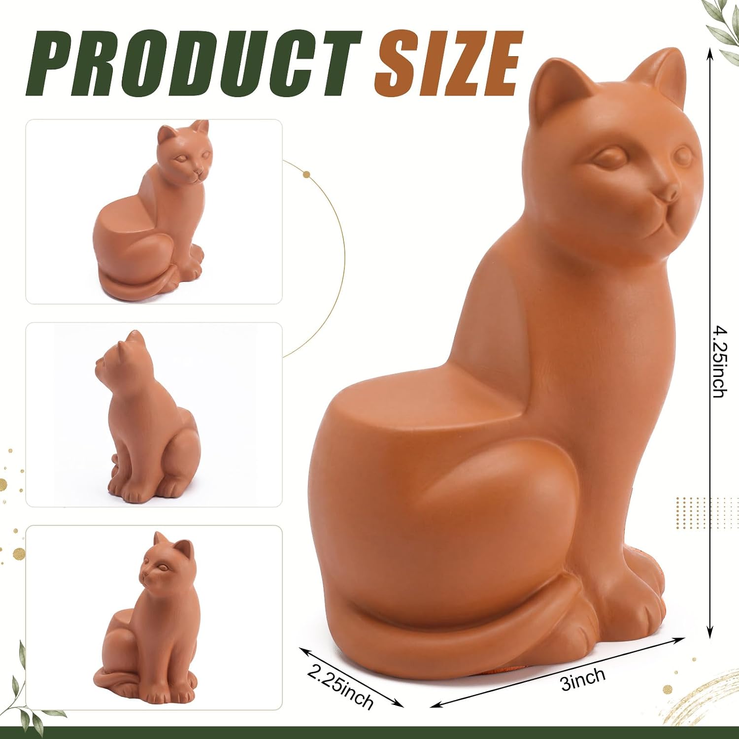 LemonRoad 12 Set Cat Pot Feet for Outdoor Planters, Terra Cotta Cement | 4.25" H, Animal Plant Pot Risers for 14"-20"