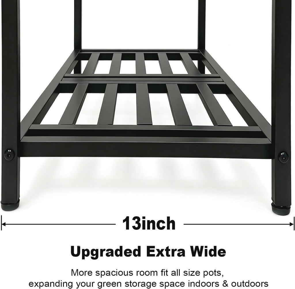 Metal Heavy Duty Plant Stand Indoor Outdoor,30" L×13" W×35" H 3-Tier Tall Plant Stands,Outside Plant Shelves for Large