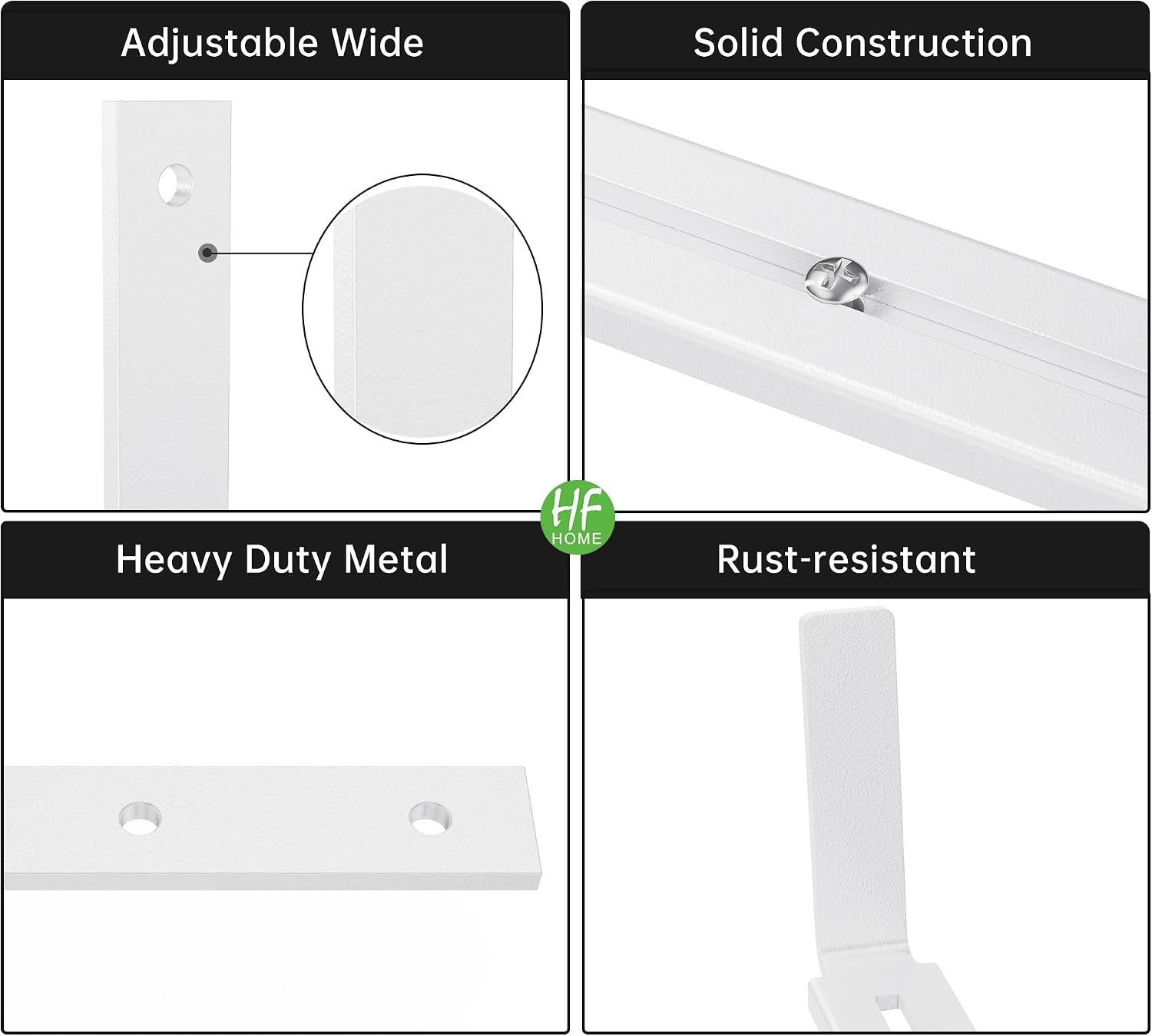 HFHOME 4 PCS Adjustable Planter Box Brackets (6 to 12.5 in), Universal Window Box Brackets, Heavy Duty Metal Flower Box