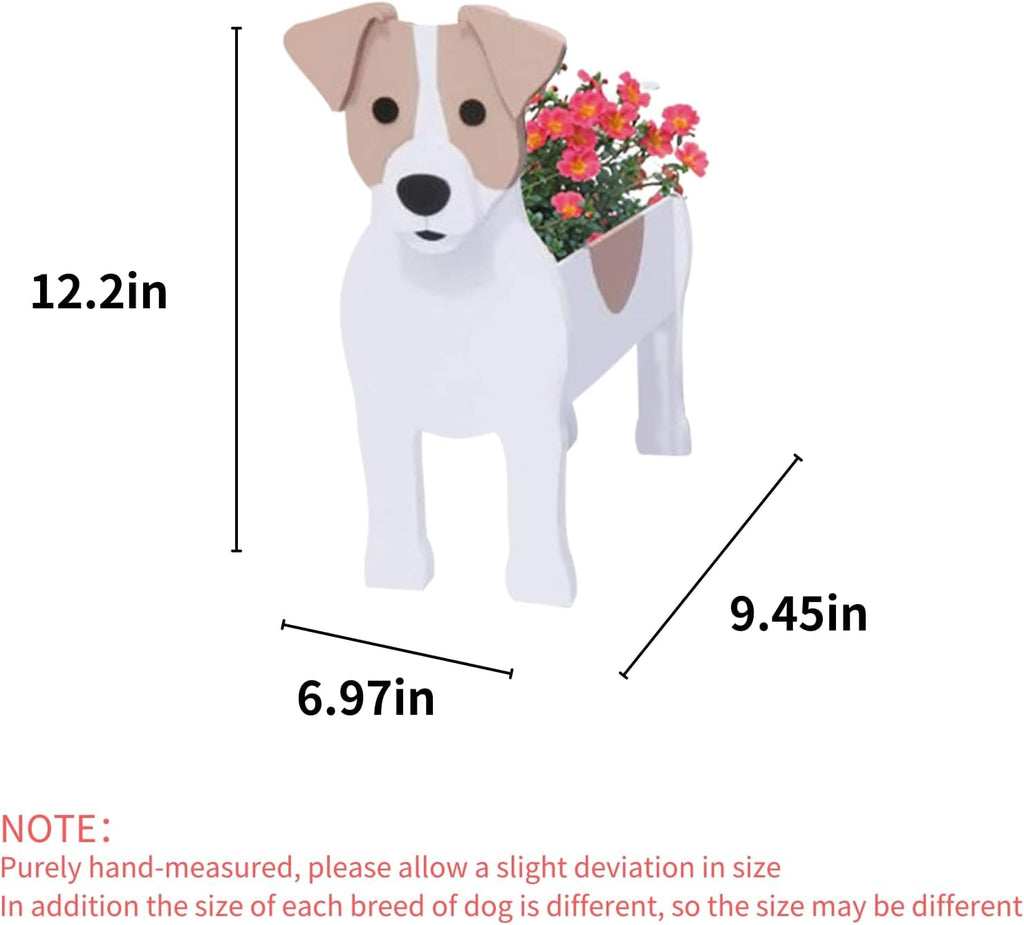 Jack Russell Dog Planter Pots, Animal Shaped Flower Pot | Cute Plant Gift for Women and Pet Lovers, Indoor Outdoor