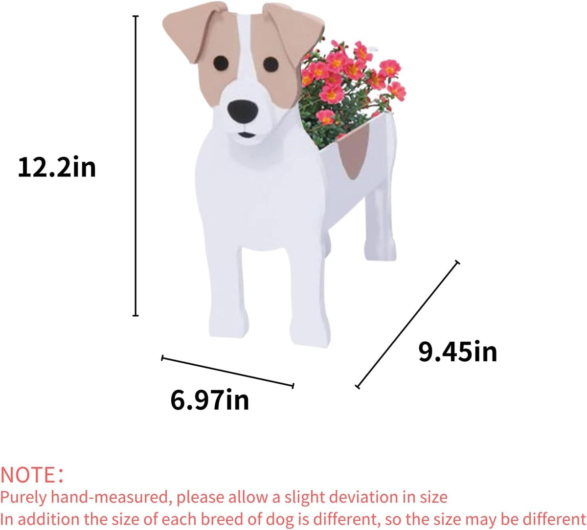 Jack Russell Dog Planter Pots, Animal Shaped Flower Pot | Cute Plant Gift for Women and Pet Lovers, Indoor Outdoor