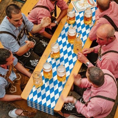 14 × 84" Oktoberfest Decoration, Oktoberfest Table Runner Blue and White