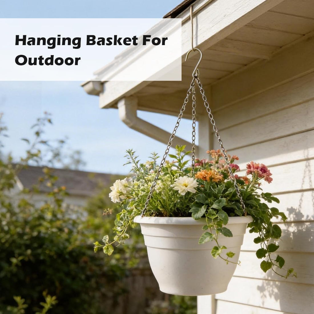 RooTrimmer Hanging Planters 10 Inch, 4 Pcs Flower Pots with Drainage Hole, Self Watering Hanging Basket for Indoor