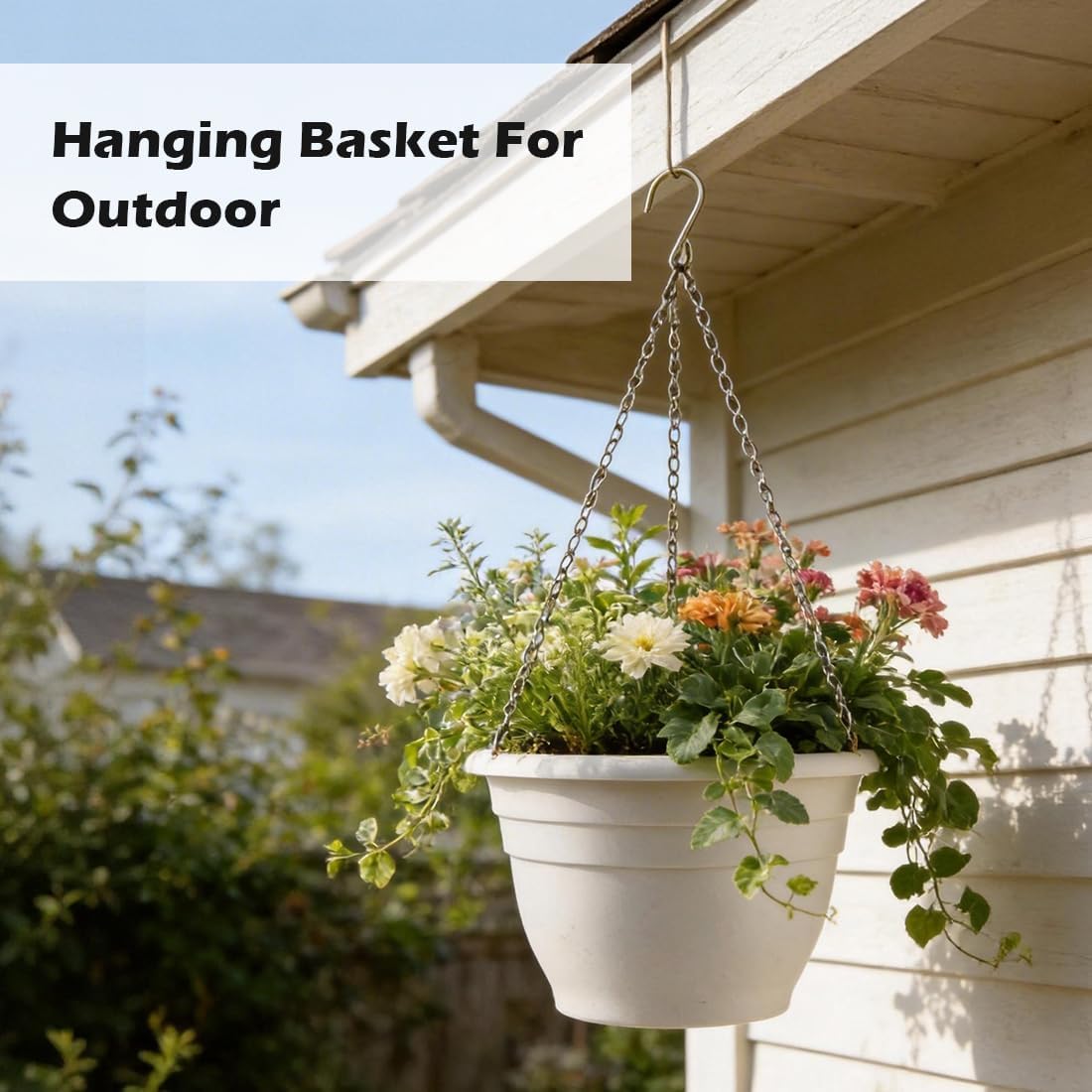 RooTrimmer Hanging Planters 10 Inch, 4 Pcs Flower Pots with Drainage Hole, Self Watering Hanging Basket for Indoor