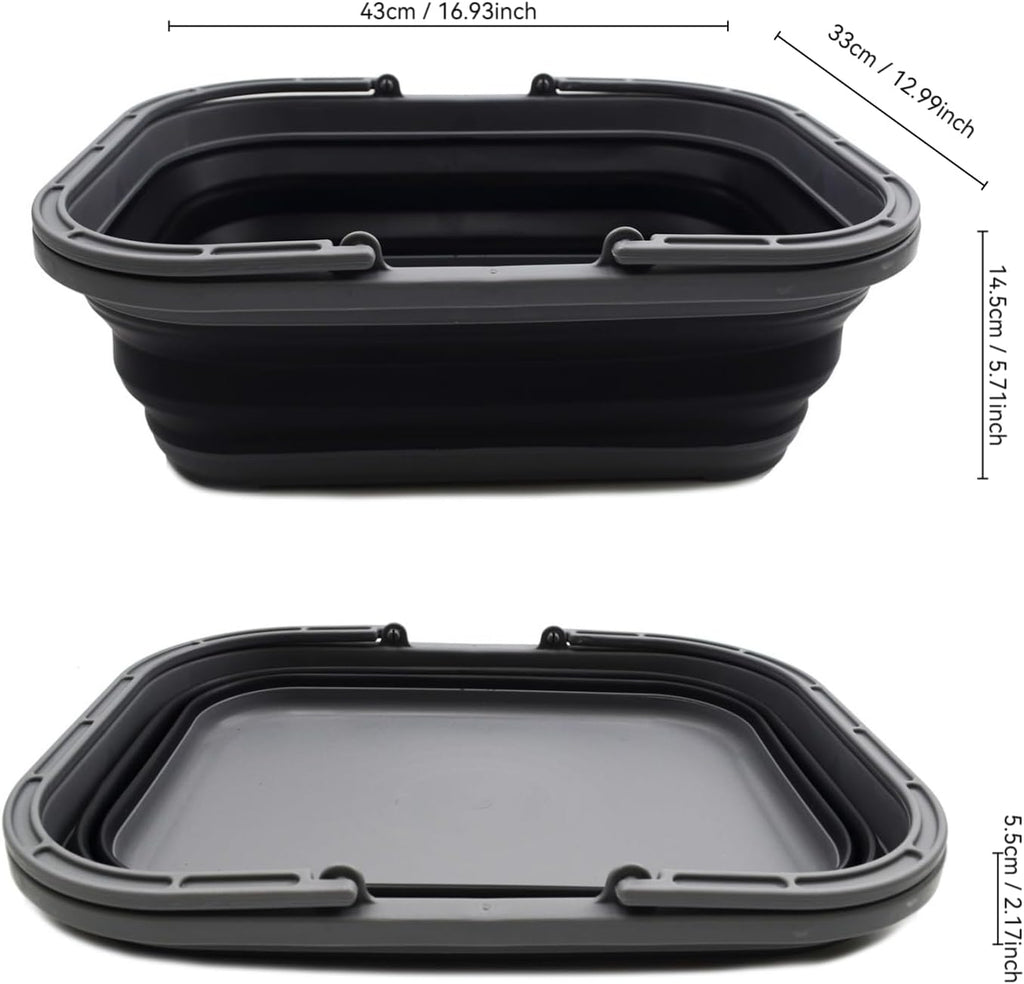SAMMART 12L (3.17 Gallon) Collapsible Tub with Handle - Portable Outdoor Picnic Basket/Crate - Foldable Shopping Bag