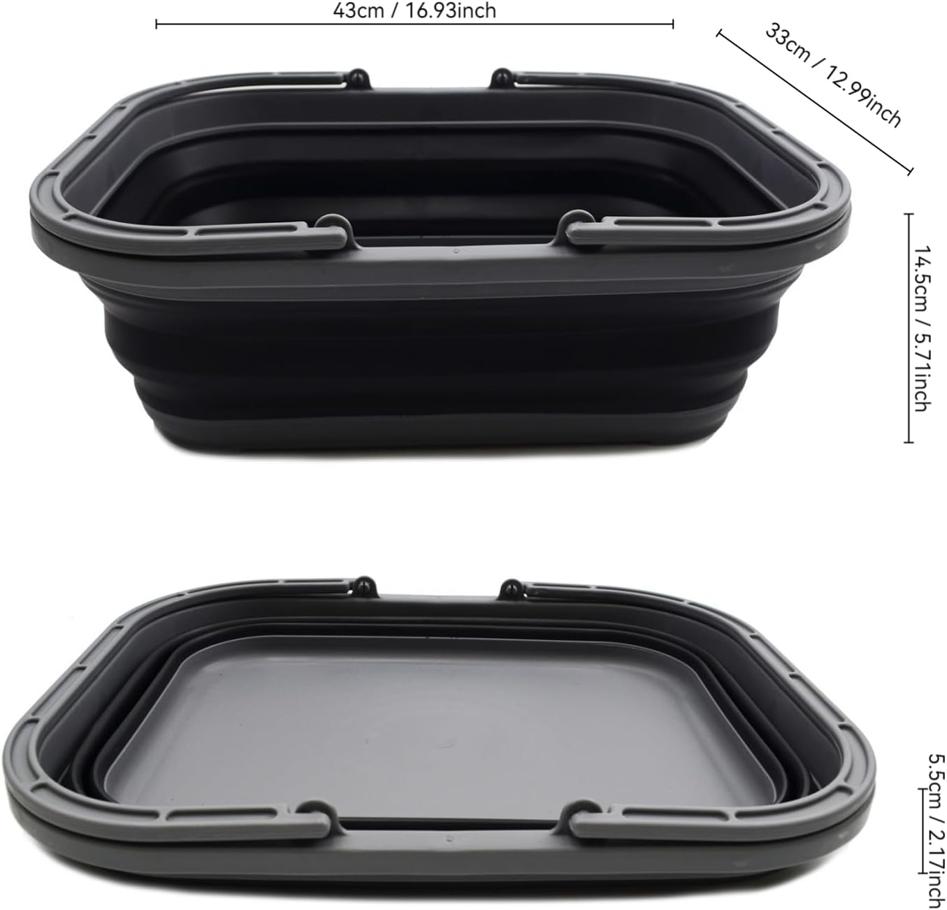 SAMMART 12L (3.17 Gallon) Collapsible Tub with Handle - Portable Outdoor Picnic Basket/Crate - Foldable Shopping Bag