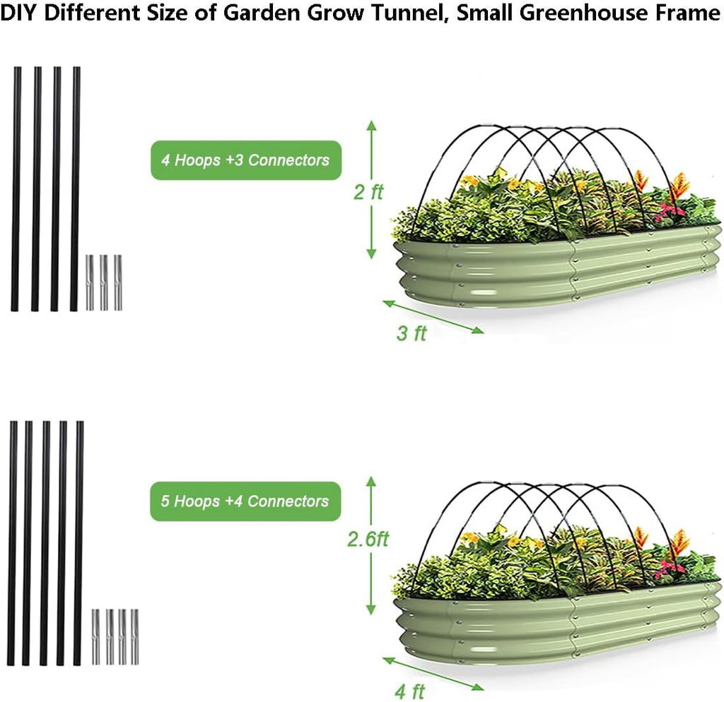 Garden Hoops Grow Tunnel, 12 Sets of 7FT Greenhouse Row Cover Hoops, 60 pcs | Rust-Proof Fiberglass Frame for Raised