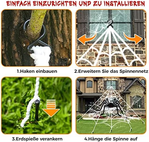 Halloween Decorations Outdoor Spider Webs:1Pcs Giant Spiders-Outdoor Use