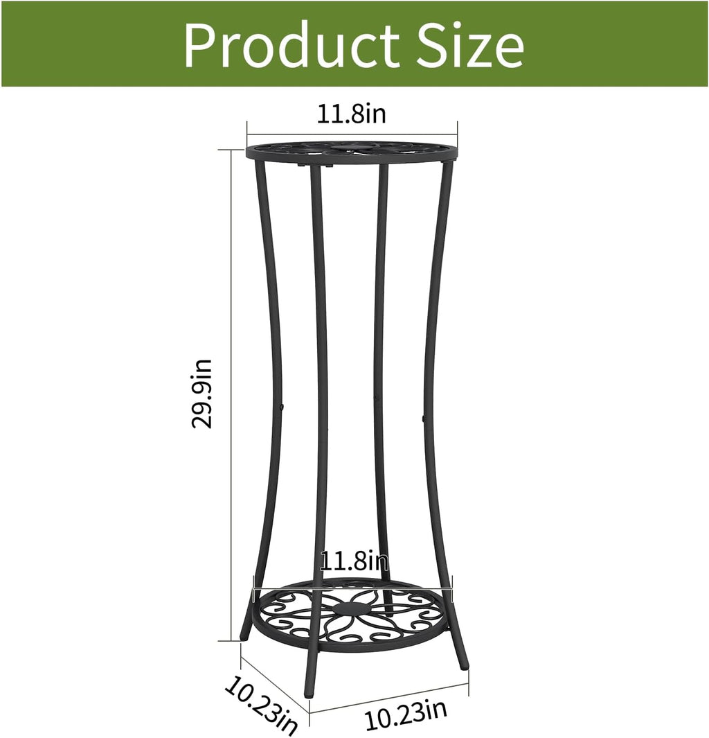 YINMIT Plant Stand Indoor Outdoor, 2 Tier Metal Potted Holder Rack, Flower Pot Stand Shelf, Heavy Duty Round Supports