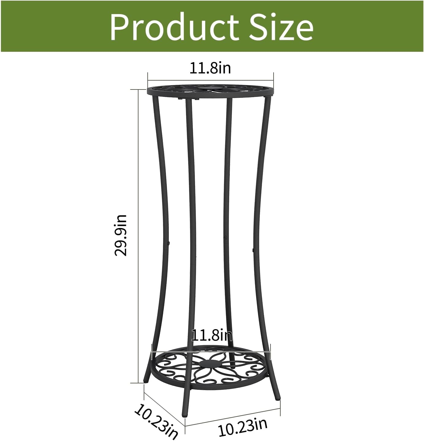 YINMIT Plant Stand Indoor Outdoor, 2 Tier Metal Potted Holder Rack, Flower Pot Stand Shelf, Heavy Duty Round Supports