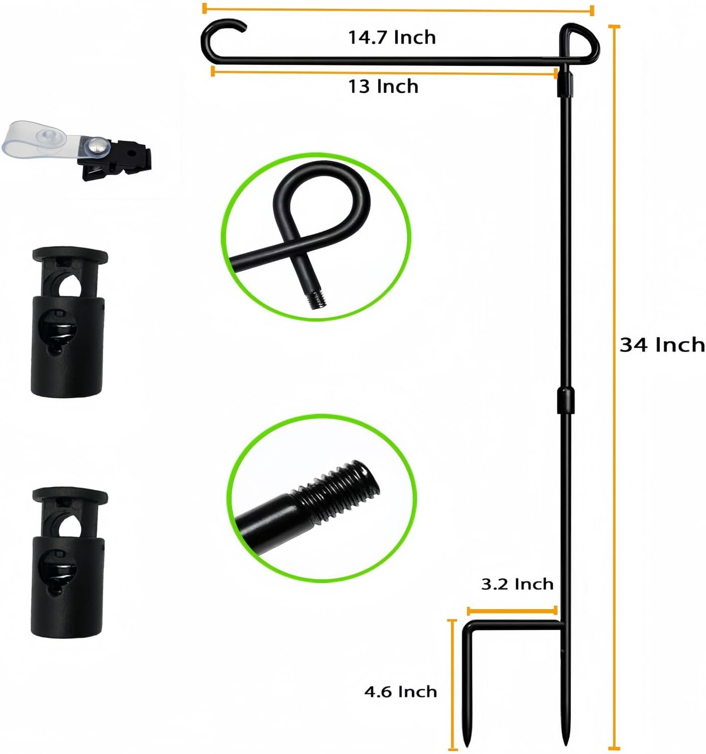 Garden Flag Pole Stand Holder, 6 Pack Garden Flags for Outside with Flag Stopper and Clip Waterproof Powder-Coated