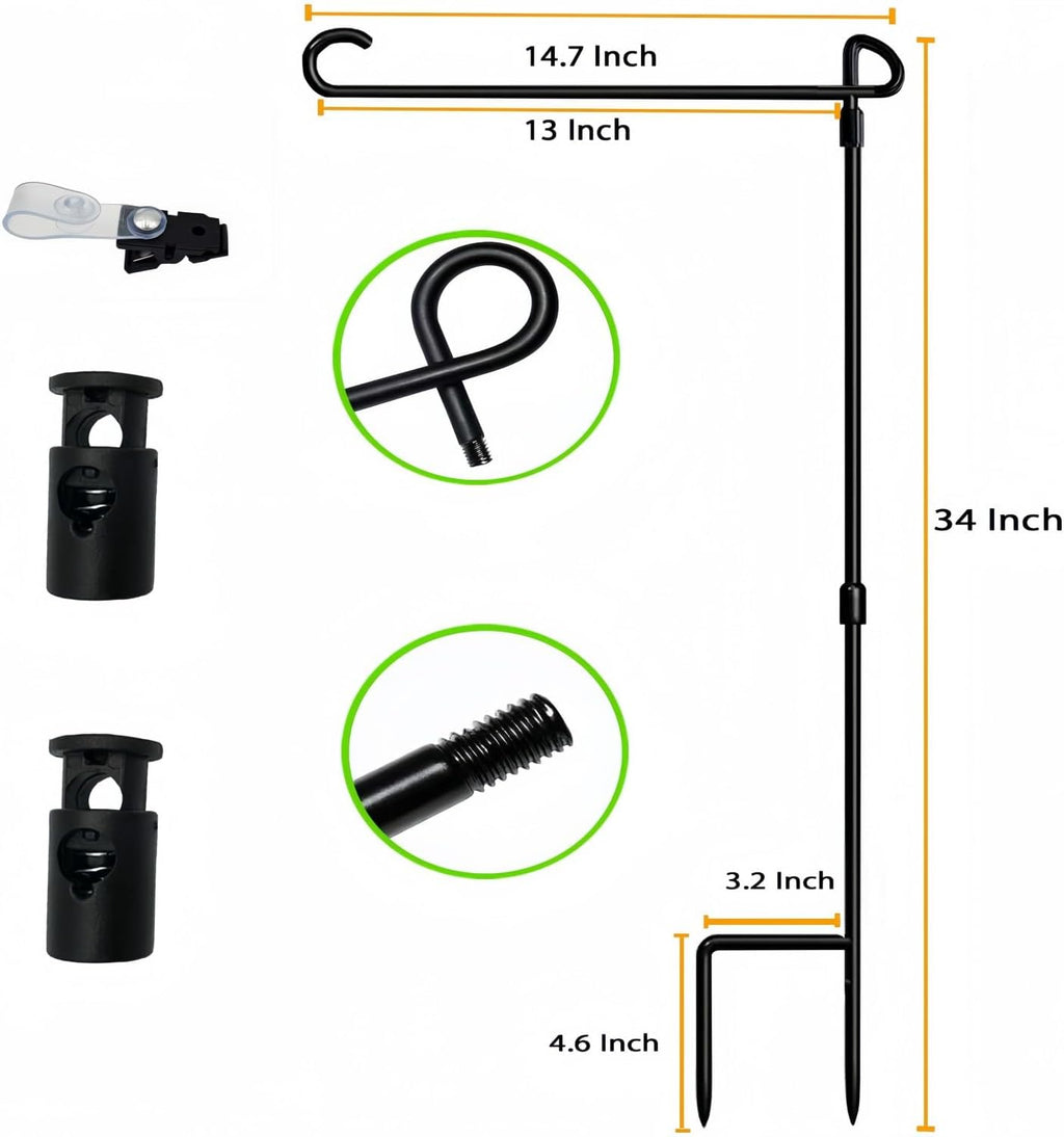 Garden Flag Pole Stand Holder, 10 Pack Garden Flags for Outside with Flag Stopper and Clip Waterproof Powder-Coated