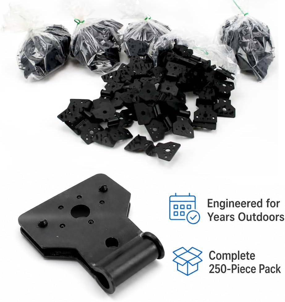 Bird-X Deterrent Netting Hardware, Plastic Clips, 250 Pieces (MTG-CASE), Black