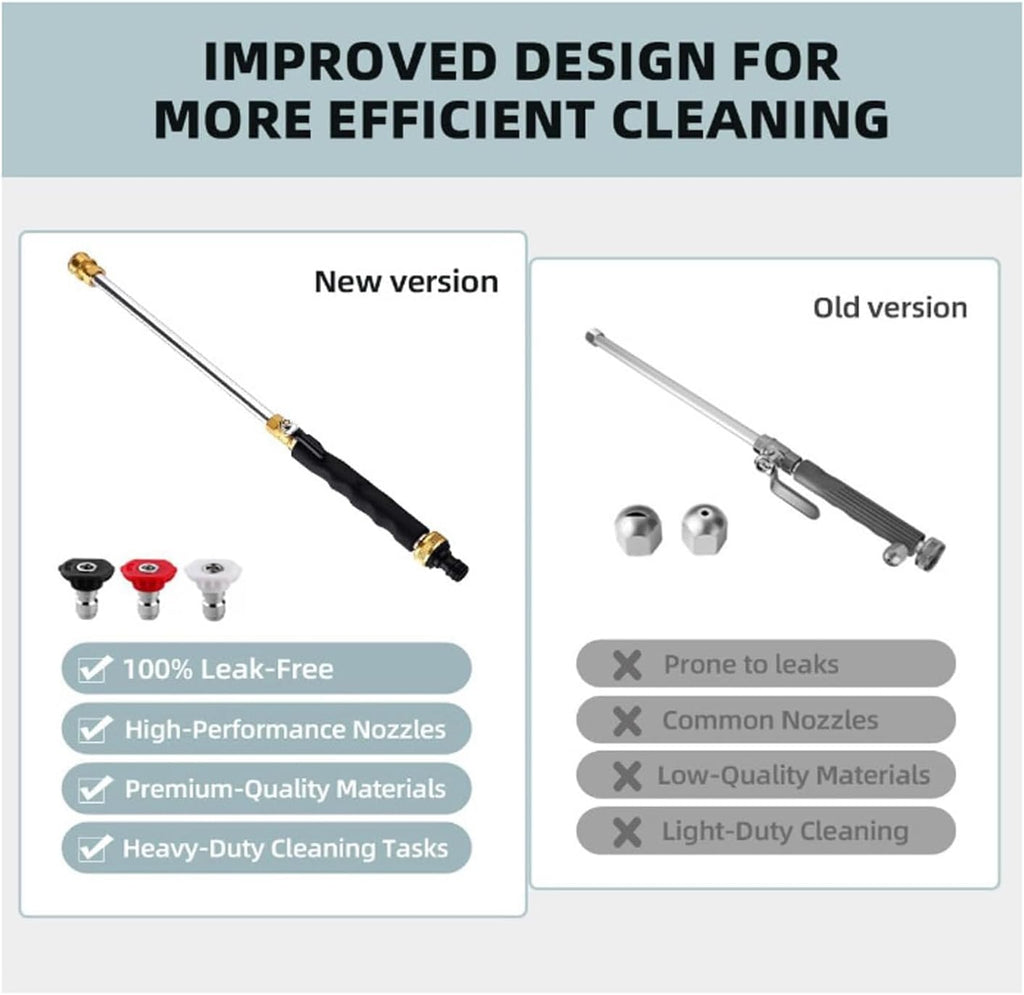 2026 Upgraded Jet Nozzle Power Washer for Garden Hose Cleaning Wand Set | with 3 Interchangeable Nozzles for Car
