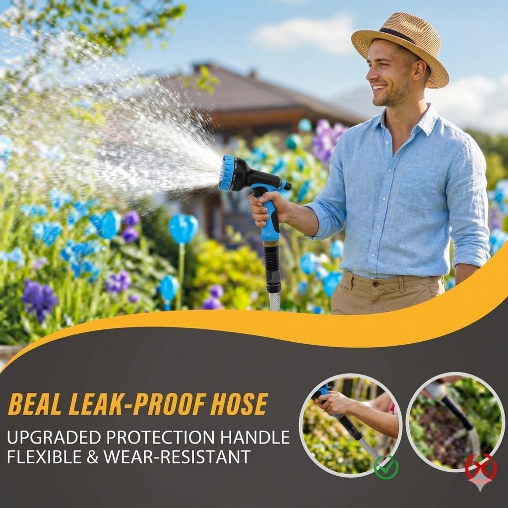 50ft Water Hose, Non Kinking Stainless Steel Hose, Kink Free Flexible 50 Foot Metal Hose for Outside Yard Backyard