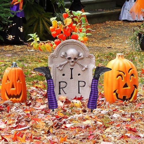 FAVOMOTO 2PCS Halloween Witch Legs, Purple Witches Legs Stakes Fabric Stakes Haunted House Garden Decor for Outdoor Halloween Party Lawn Garden Yard Decor