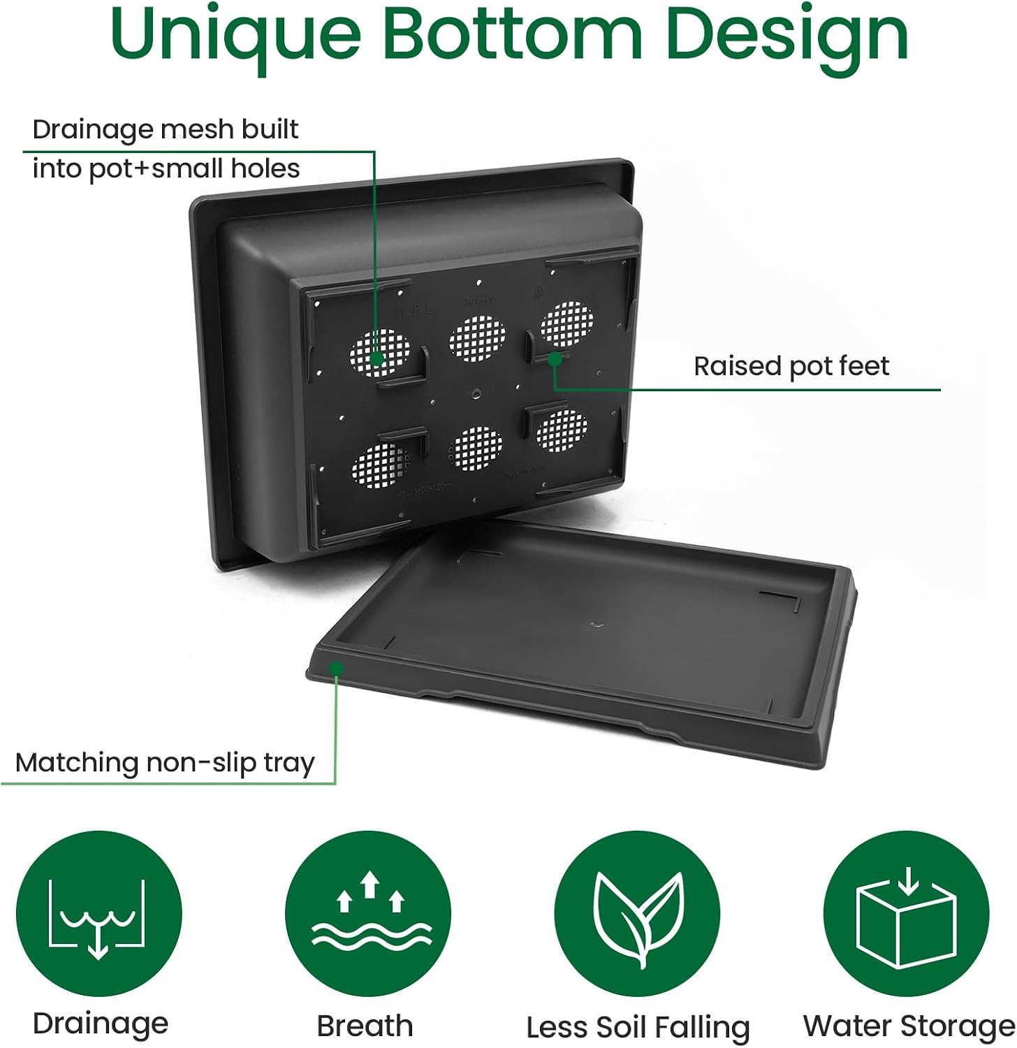GROWNEER 3Pcs 18 Inch Bonsai Training Pots with Drainage Humidity Trays & Repotting Mat, Large Bonsai Tree Pot Kits for