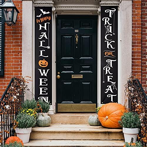 Halloween Porch Banners Trick or Treat Happy Halloween Door Decorations